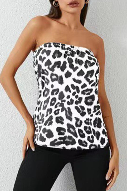 Tops sexys sin tirantes de leopardo (3 colores)