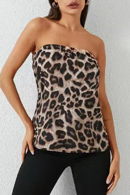 Tops sexys sin tirantes de leopardo (3 colores)