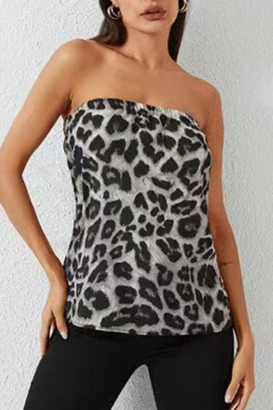 Tops sexys sin tirantes de leopardo (3 colores)