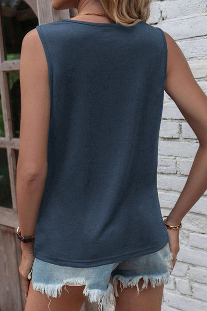 Tops Simplicity con cuello redondo roto y liso (6 colores)
