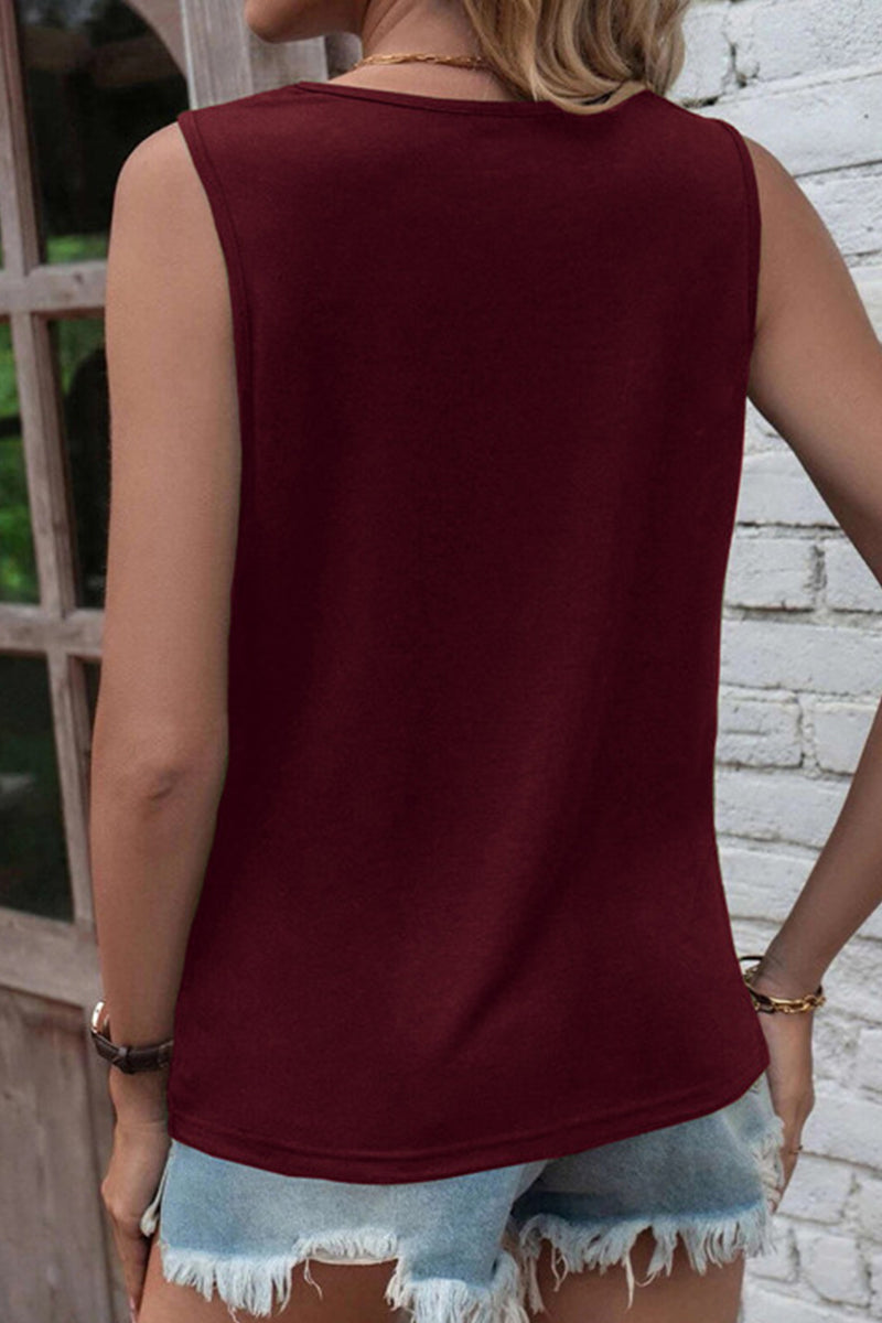 Tops Simplicity con cuello redondo roto y liso (6 colores)