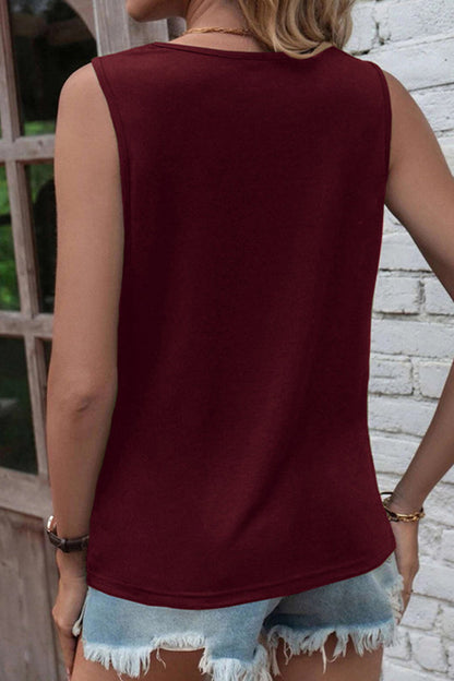 Tops Simplicity con cuello redondo roto y liso (6 colores)