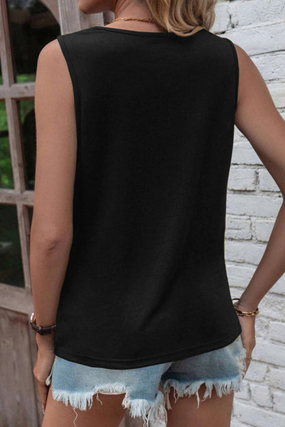 Tops Simplicity con cuello redondo roto y liso (6 colores)