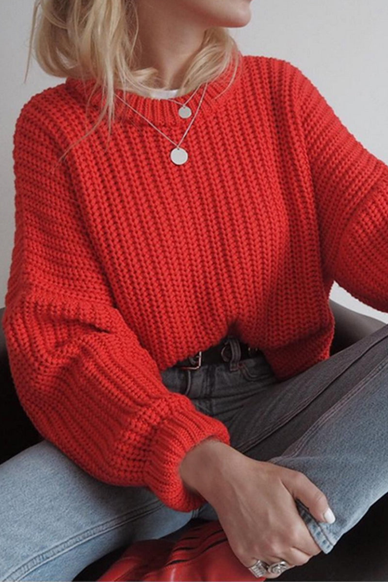 Tops casuales de cuello redondo lisos