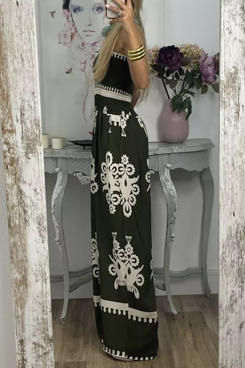 Mono holgado sin tirantes con bolsillos y estampado sexy (3 colores)