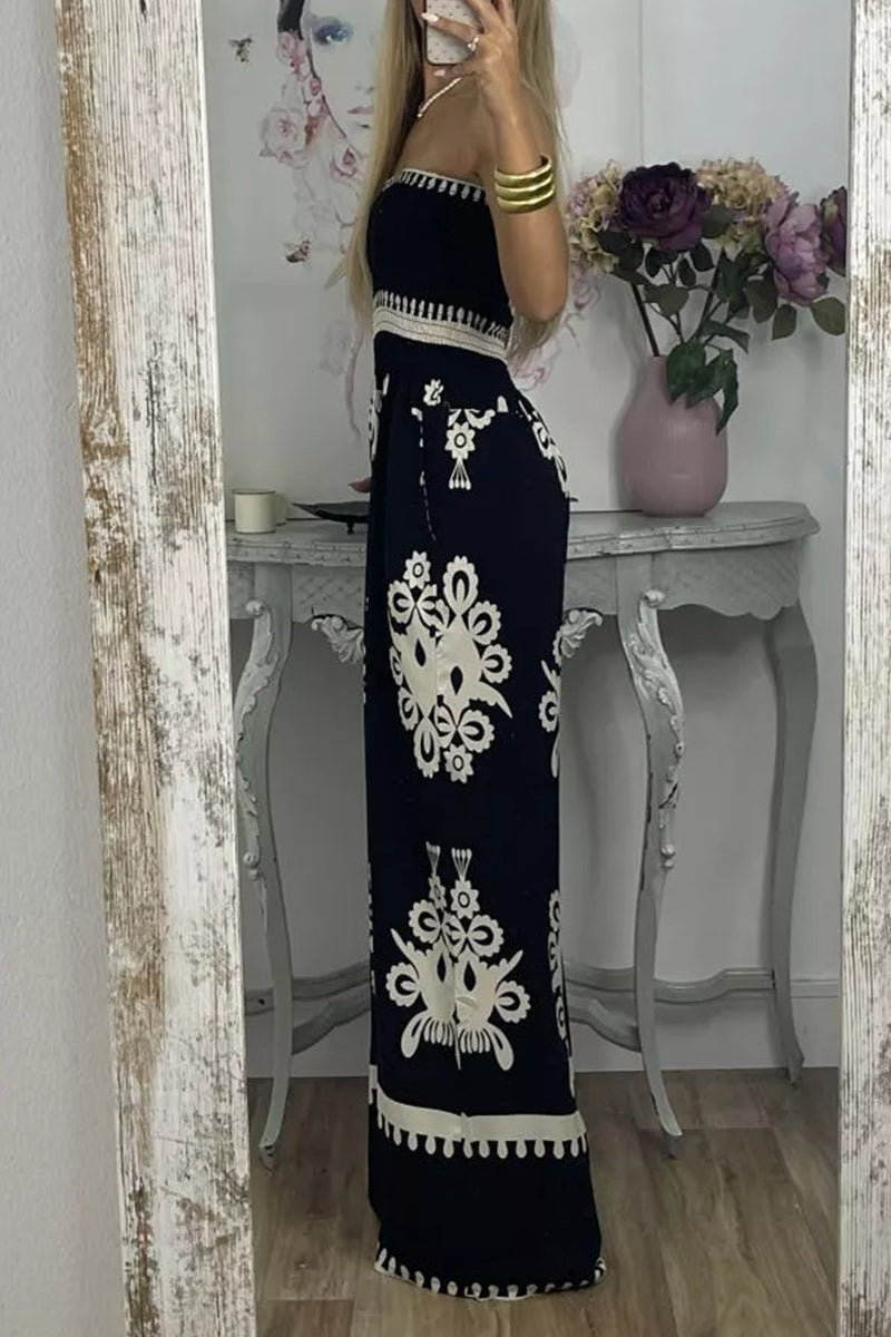 Mono holgado sin tirantes con bolsillos y estampado sexy (3 colores)