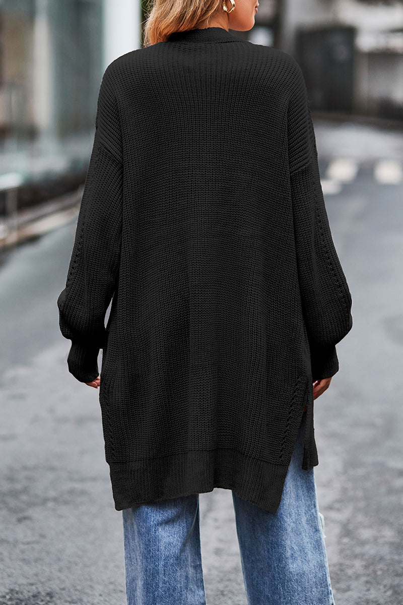 Tops de cuello tipo cárdigan con bolsillos sólidos de calle