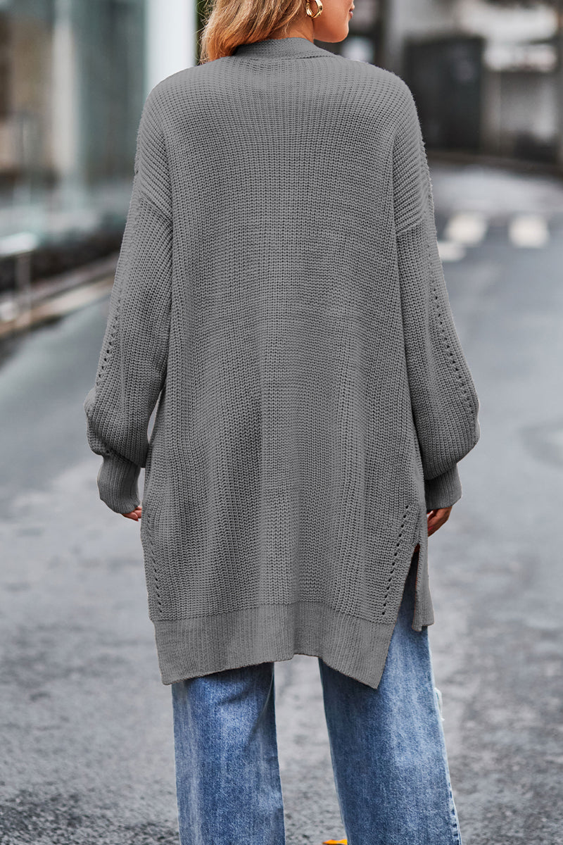 Tops de cuello tipo cárdigan con bolsillos sólidos de calle