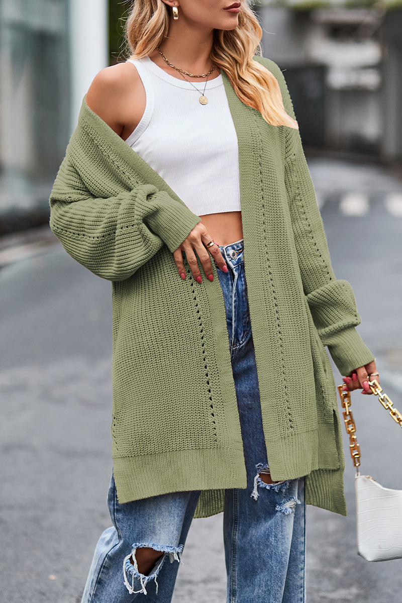 Tops de cuello tipo cárdigan con bolsillos sólidos de calle