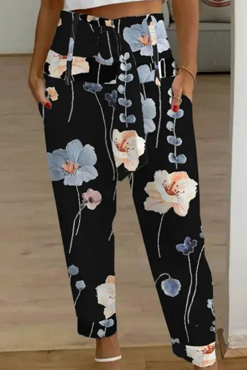 Pantalones Harlan de cintura media holgados con estampado de bolsillos y patchwork (10 colores)