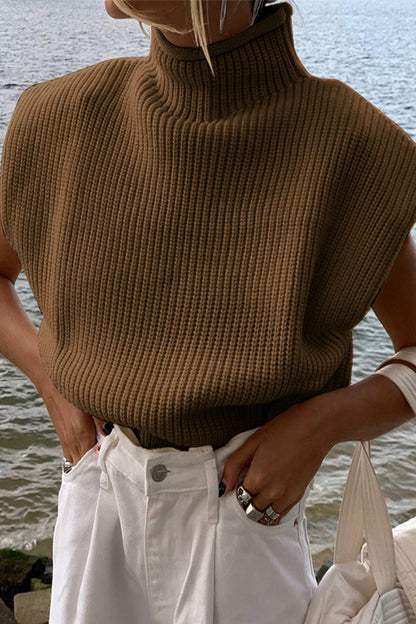 Tops casuales de cuello alto lisos