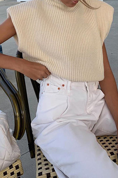 Tops casuales de cuello alto lisos