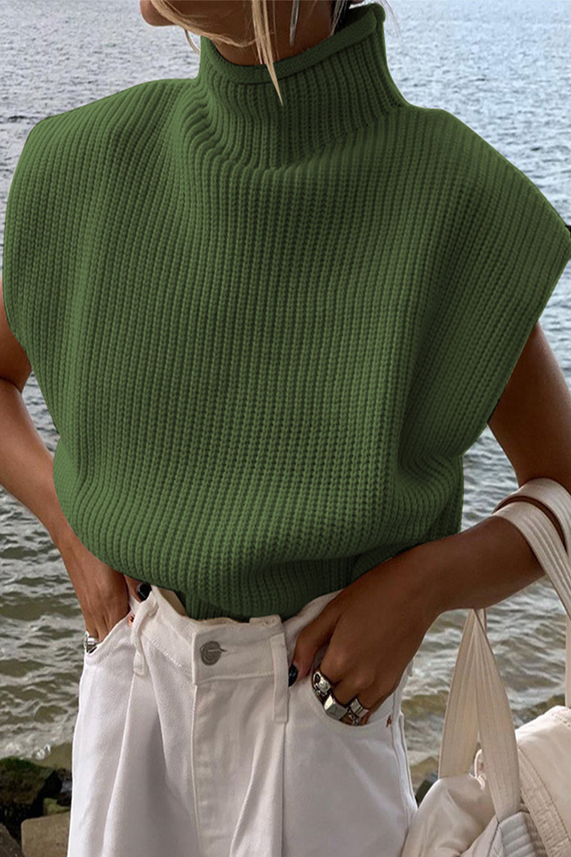 Tops casuales de cuello alto lisos