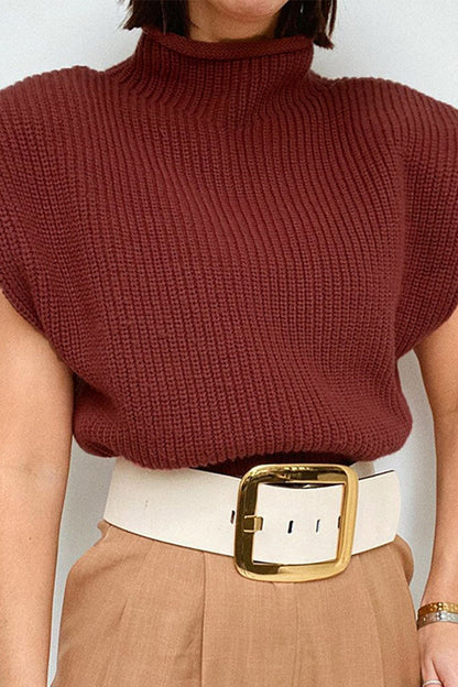 Tops casuales de cuello alto lisos