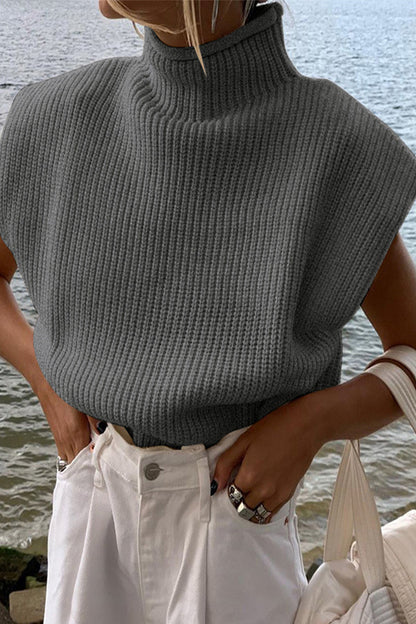 Tops casuales de cuello alto lisos