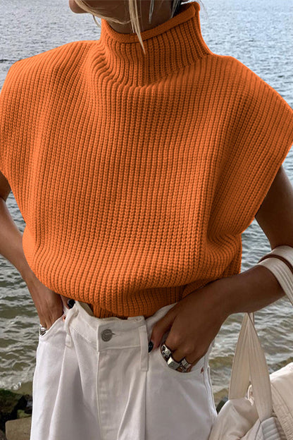 Tops casuales de cuello alto lisos