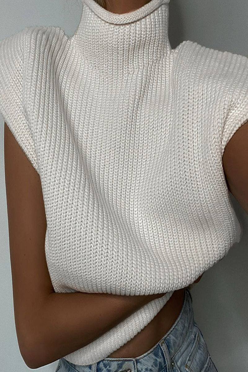 Tops casuales de cuello alto lisos