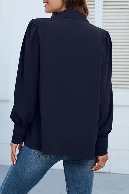 Blusas casuales con cuello camisero y botones lisos (8 colores)