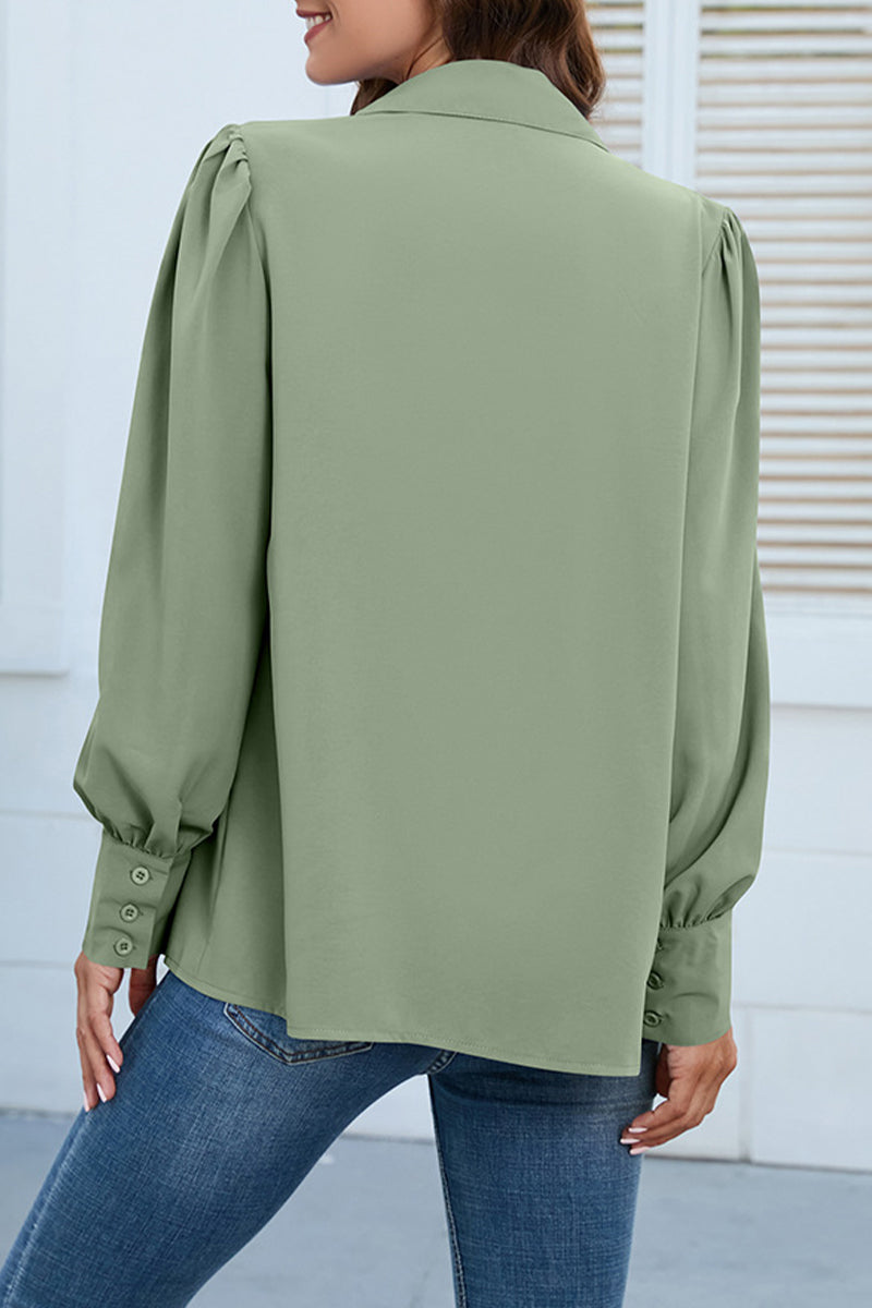 Blusas casuales con cuello camisero y botones lisos (8 colores)
