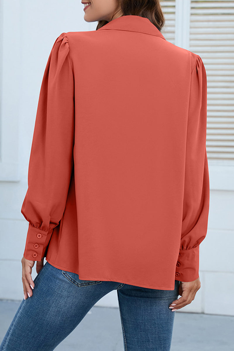 Blusas casuales con cuello camisero y botones lisos (8 colores)
