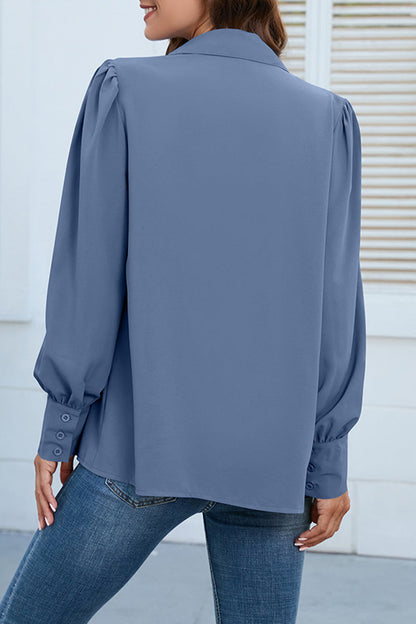 Blusas casuales con cuello camisero y botones lisos (8 colores)