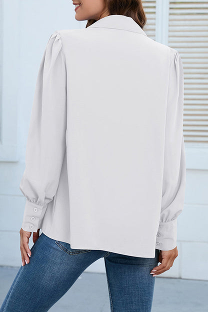 Blusas casuales con cuello camisero y botones lisos (8 colores)