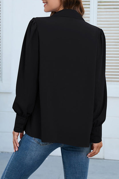 Blusas casuales con cuello camisero y botones lisos (8 colores)