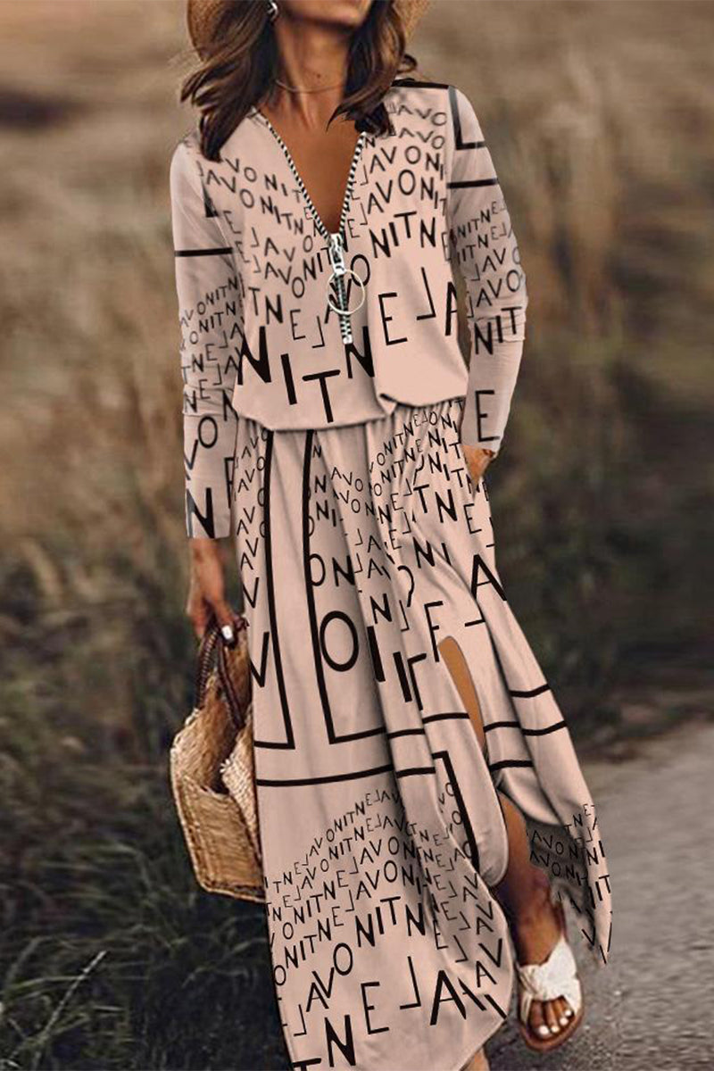 Vestido informal de patchwork con cremallera y cuello en V irregular