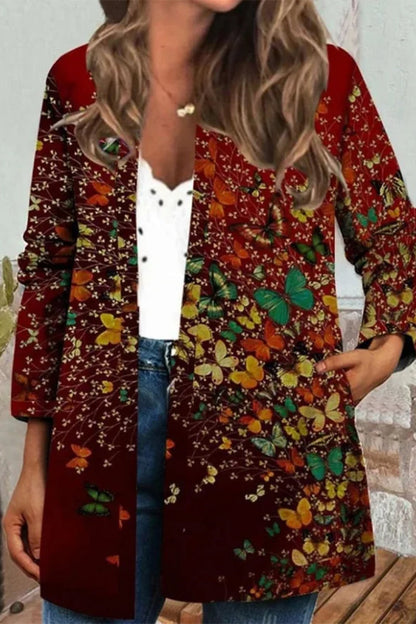 Prendas de abrigo informales con cuello redondo y bolsillo estampado
