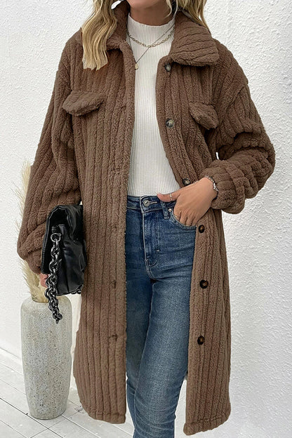 Elegante prenda exterior con botones lisos y cuello vuelto (3 colores)