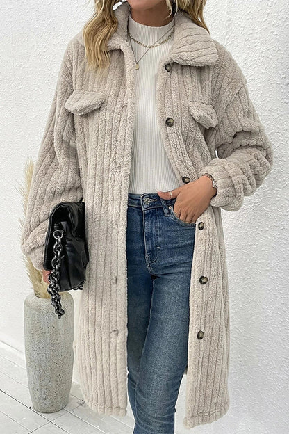 Elegante prenda exterior con botones lisos y cuello vuelto (3 colores)