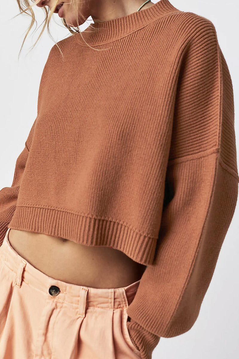 Suéteres casuales de cuello redondo con parches sólidos (15 colores)