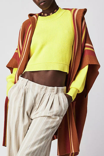 Suéteres casuales de cuello redondo con parches sólidos (15 colores)