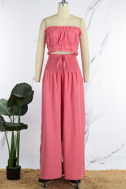 Conjunto informal de dos piezas, liso, sin espalda, sin tirantes y sin mangas (3 colores)