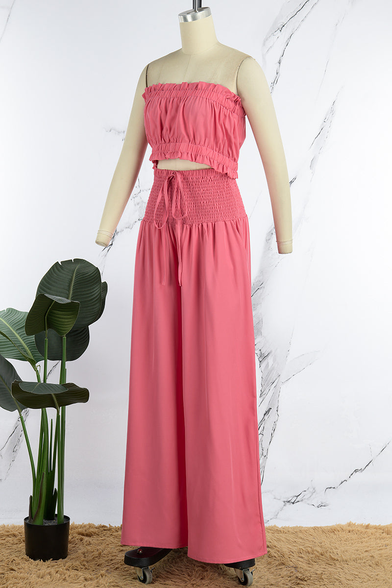 Conjunto informal de dos piezas, liso, sin espalda, sin tirantes y sin mangas (3 colores)