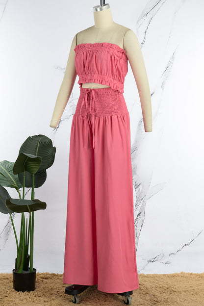 Conjunto informal de dos piezas, liso, sin espalda, sin tirantes y sin mangas (3 colores)