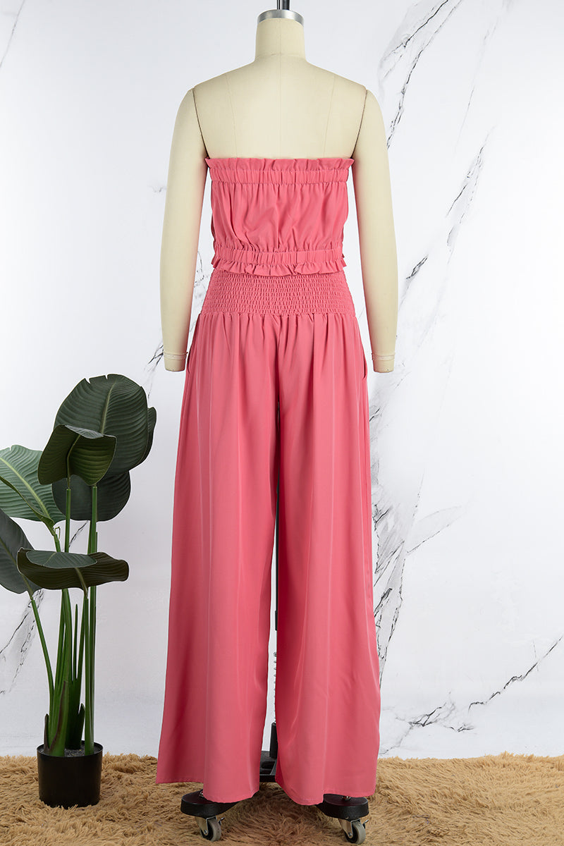 Conjunto informal de dos piezas, liso, sin espalda, sin tirantes y sin mangas (3 colores)