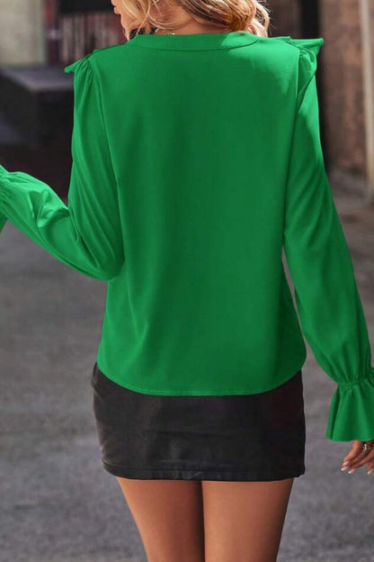 Blusas casuales de cuello en V con parches lisos (5 colores)