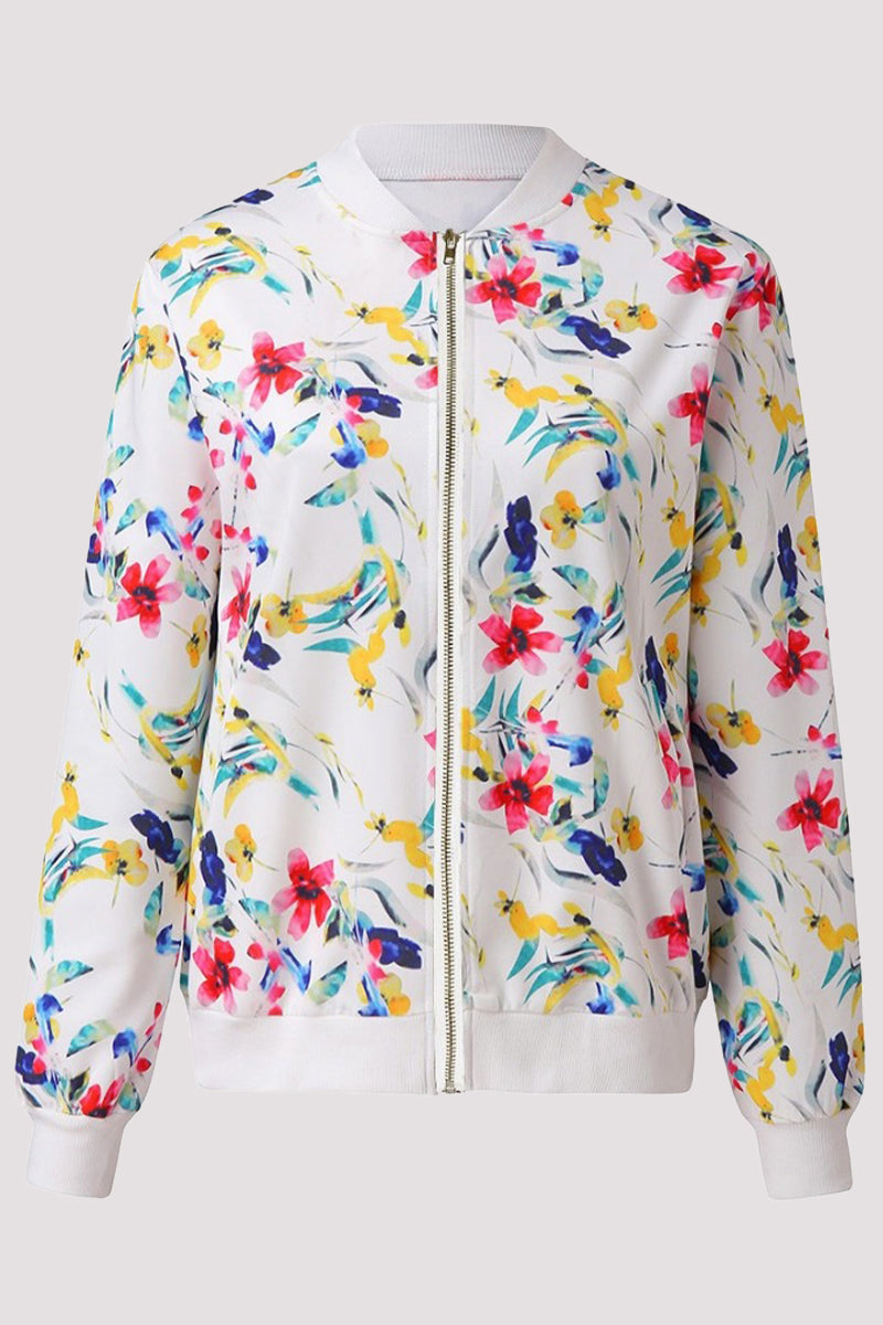Prendas de abrigo informales con cuello redondo y diseño de patchwork floral (8 colores)