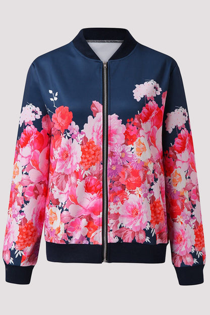 Prendas de abrigo informales con cuello redondo y diseño de patchwork floral