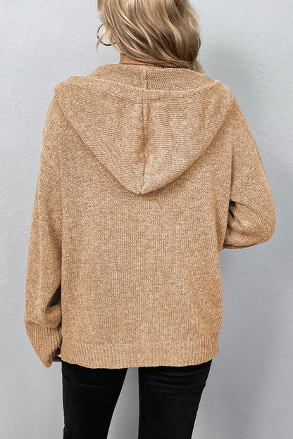 Cárdigan informal con botones lisos y cuello con capucha (8 colores)