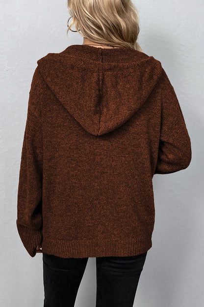 Cárdigan informal con botones lisos y cuello con capucha (8 colores)