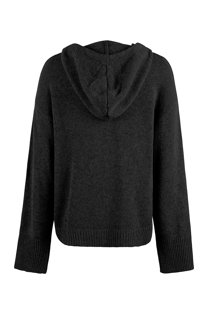 Cárdigan informal con botones lisos y cuello con capucha (8 colores)