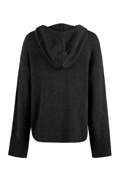 Cárdigan informal con botones lisos y cuello con capucha (8 colores)
