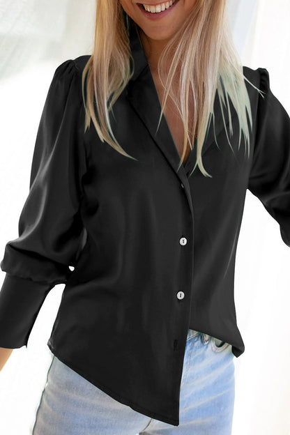 Elegantes blusas lisas con cuello vuelto