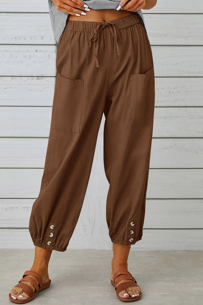 Casual Solid Patchwork Regular High Waist Conventional Solid Color Trousers(10 Colors)