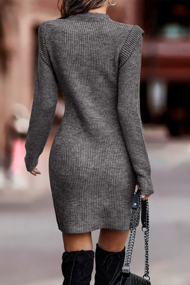 Elegantes vestidos de patchwork lisos con cuello redondo y corte A (11 colores)