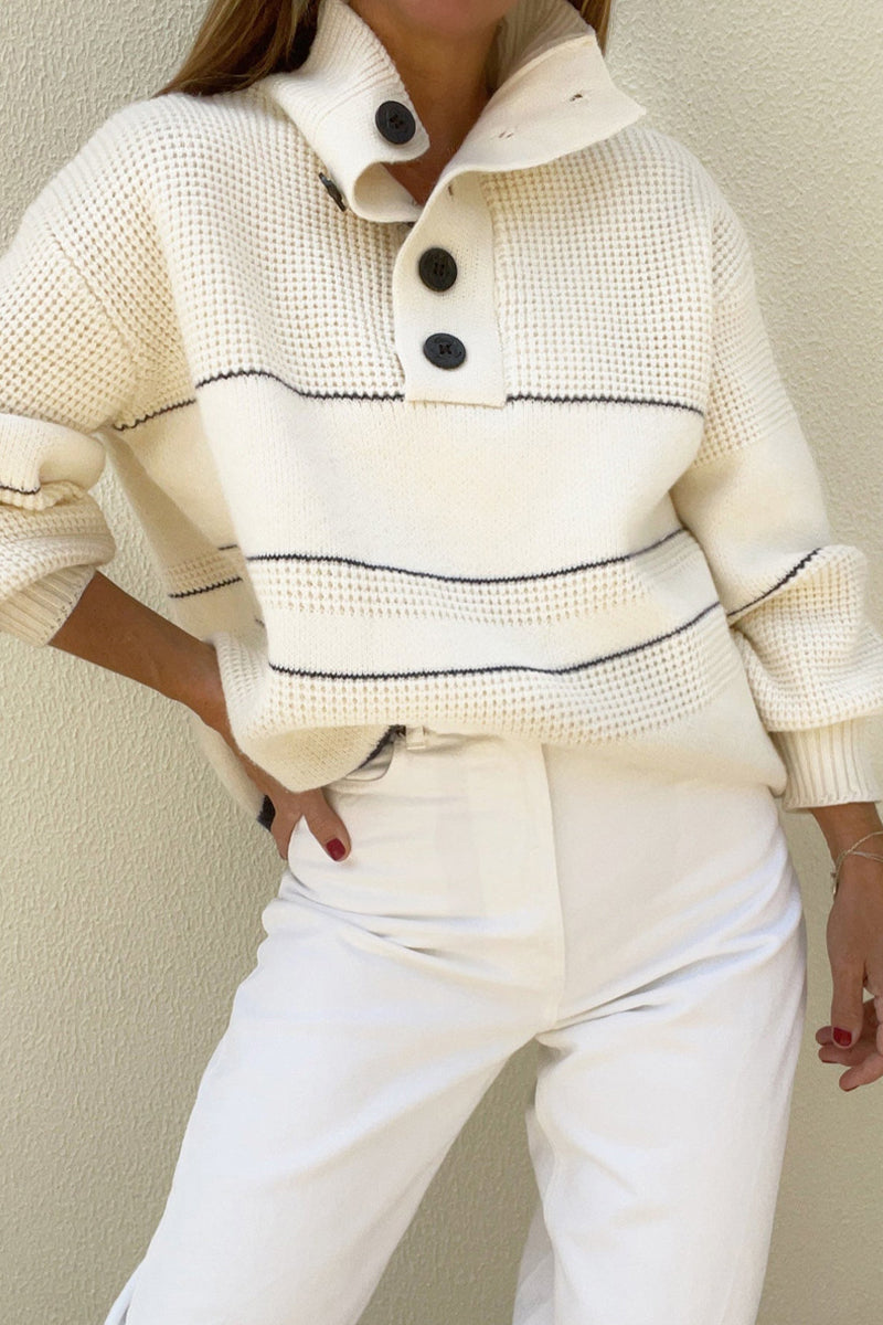 Tops casuales de cuello alto con rayas y patchwork en contraste