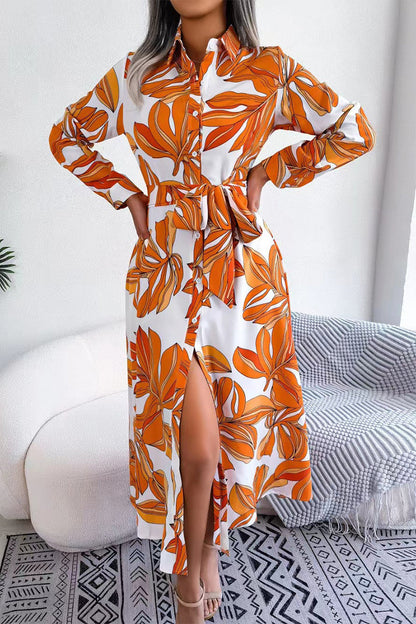 Elegantes vestidos de línea A con cuello vuelto y patchwork floral