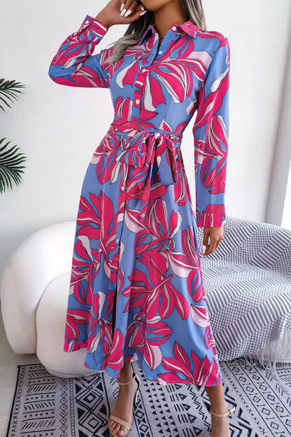 Elegantes vestidos de línea A con cuello vuelto y patchwork floral